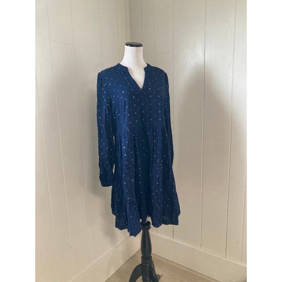 crown & ivy Dresses & Skirts - Crown & Ivy Blue Polkadot Cotton Blend Dress, Size L
